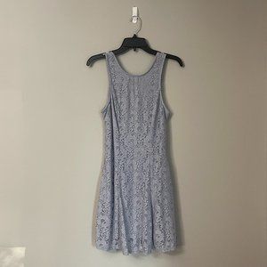 Speechless - Lavender Floral Lace Dress with Pockets and Back Tie - M